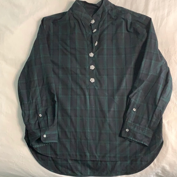 J. Crew Tops - J.Crew jewel button tartan popover